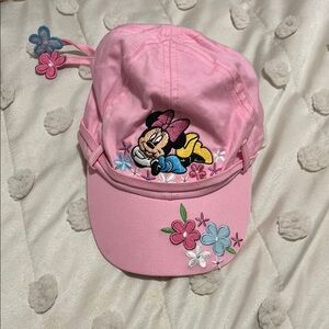 Pink Minnie Mouse Cap with Floral Embroidery